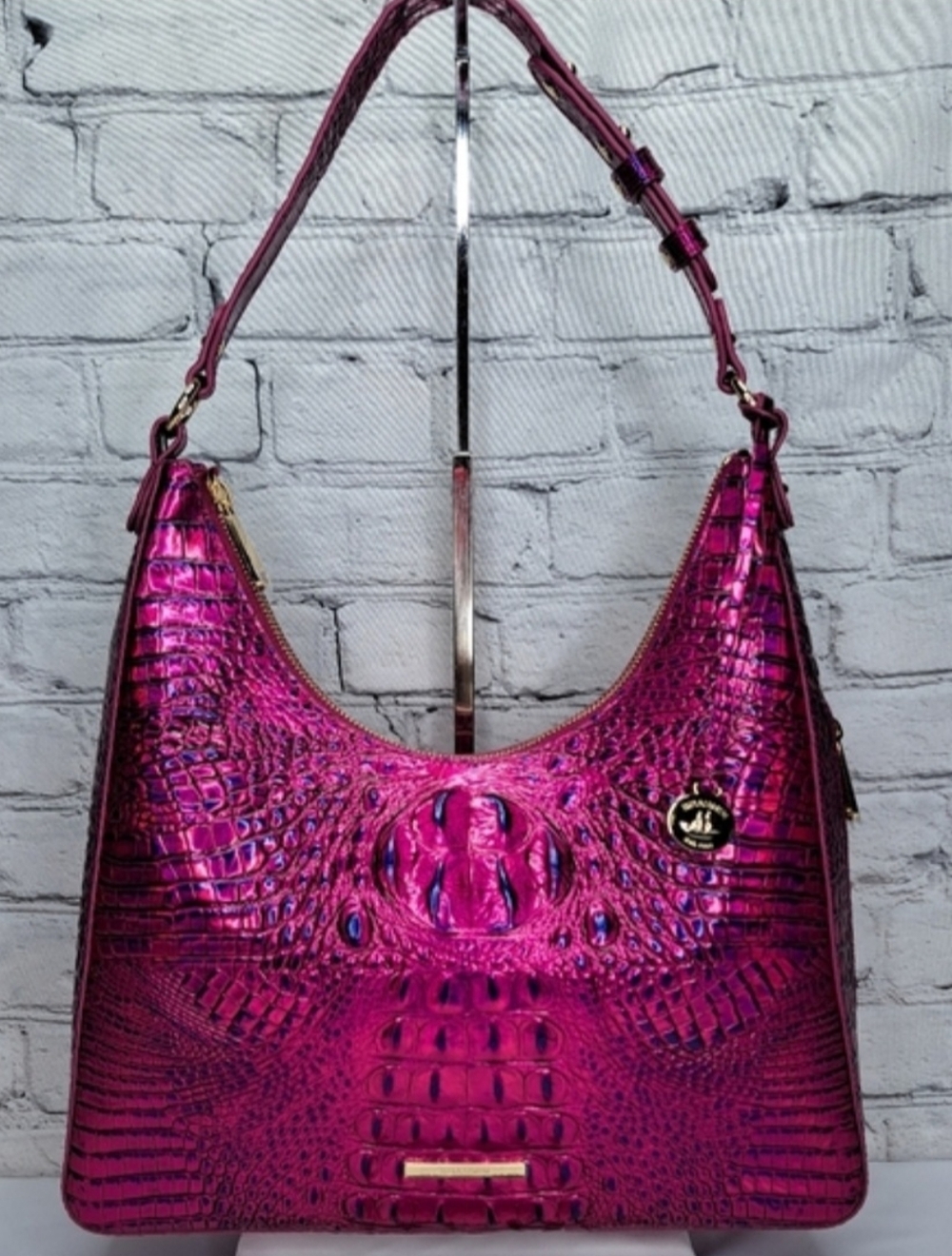 'BRAHMIN' 'TABITHA' CROC-EMBOSSED LEATHER BAG VOLTAGE VIOLET MELBOURNE FL.INCL.p - Picture 16 of 16